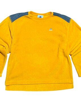 Adidas Vintage 1999 Yellow Fleece Crewneck Y2K Gorpcore Sweatshirt, Men's Large